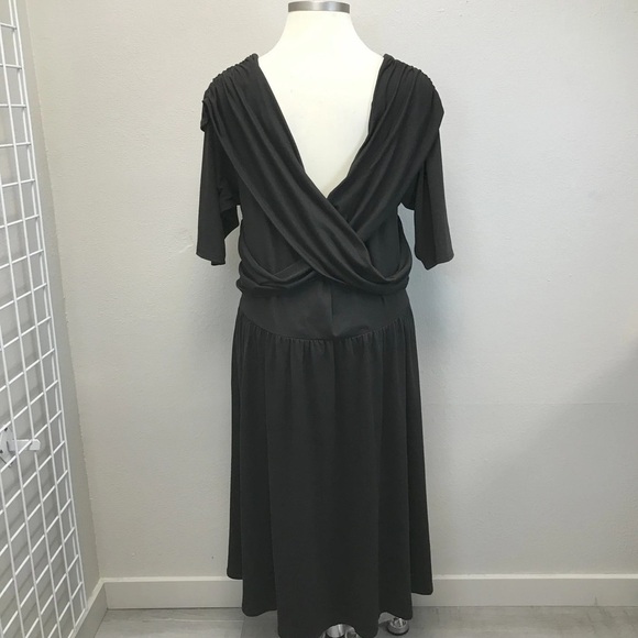 Unique Vintage Shirred Off Shoulder Swing Dress - NEW -Size 26 - Picture 5 of 6